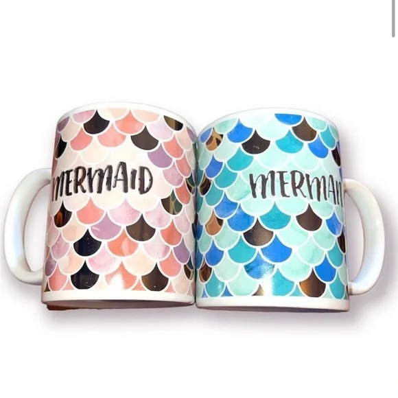American Atelier | Dining | American Atelier Mermaid Merman Stoneware  Coffee Mugs Like New Condition | Poshmark